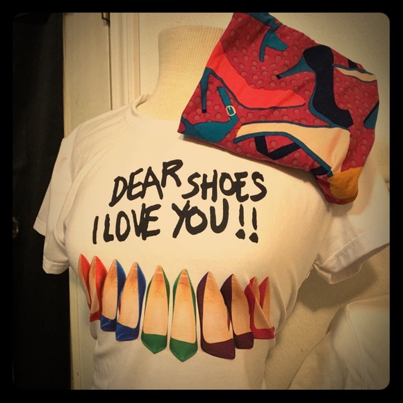 👠 Lovers Soft-Tee W/patterned HighHeel leggings - Picture 1 of 3